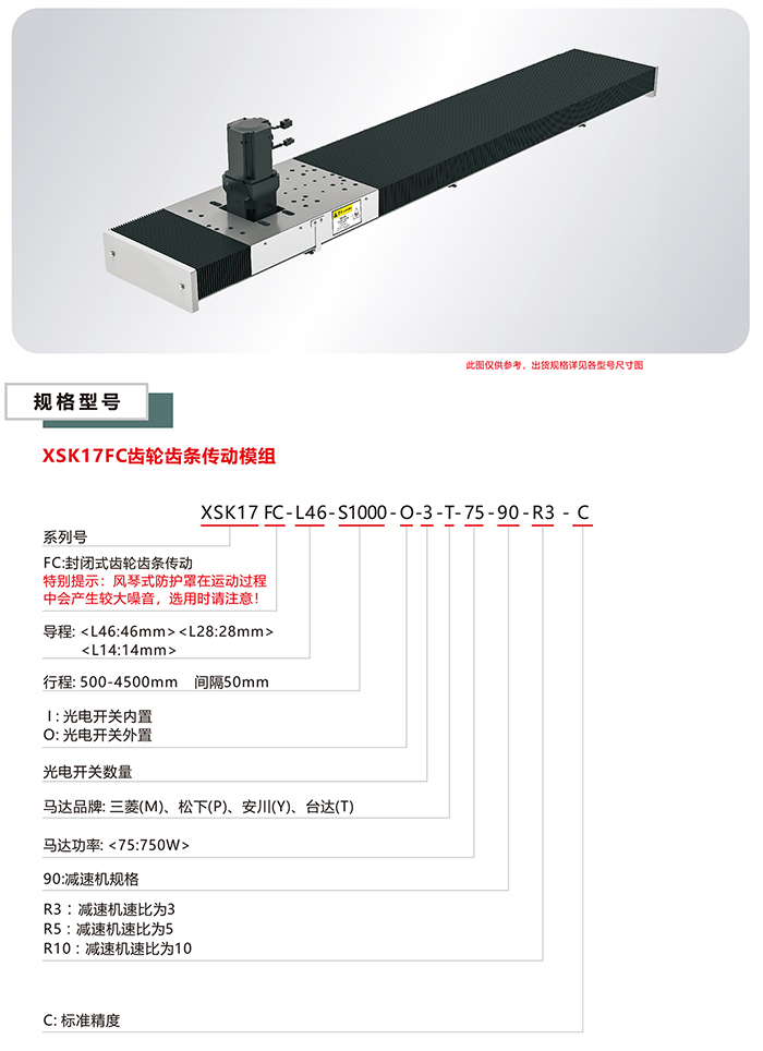 XSK17FC风琴罩齿轮齿条模组